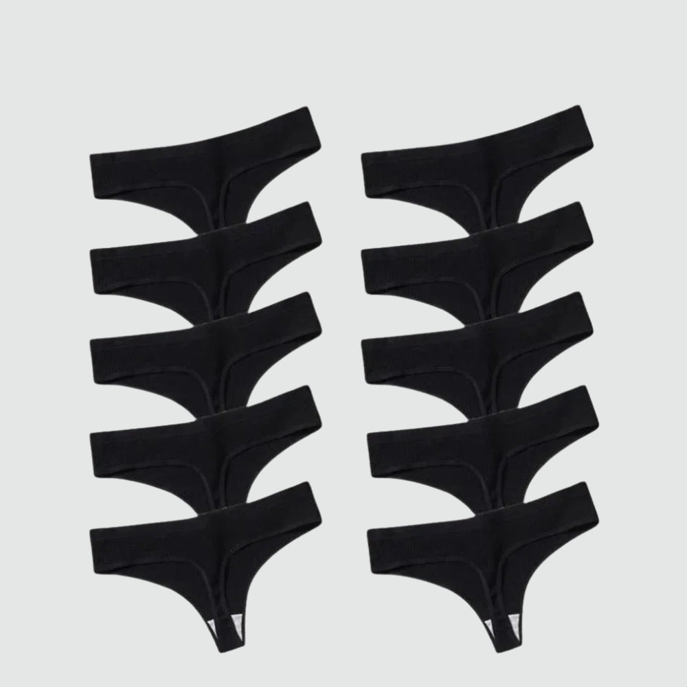 10-Pack Cotton Thong Panties – 100% Cotton