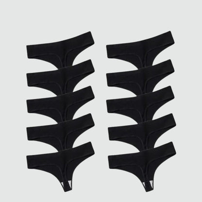 10-Pack Cotton Thong Panties – 100% Cotton